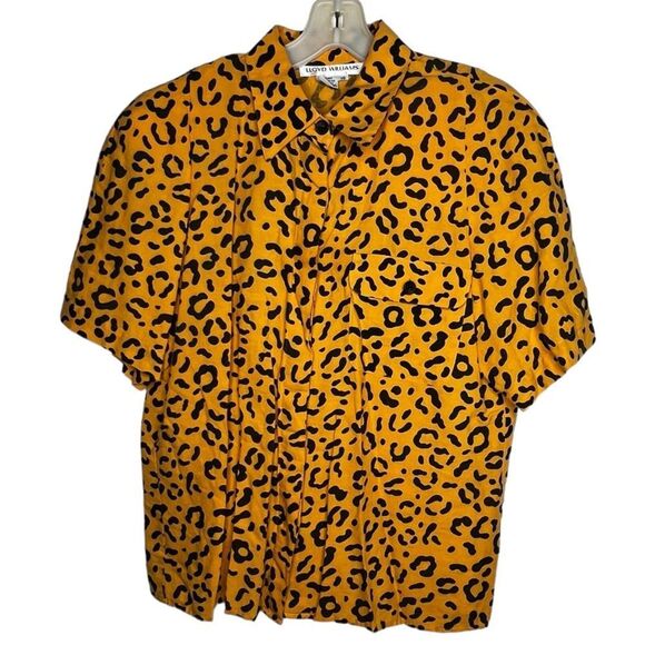 Vintage Lloyd Williams Animal Print Linen Blend Shirt - Picture 1 of 7